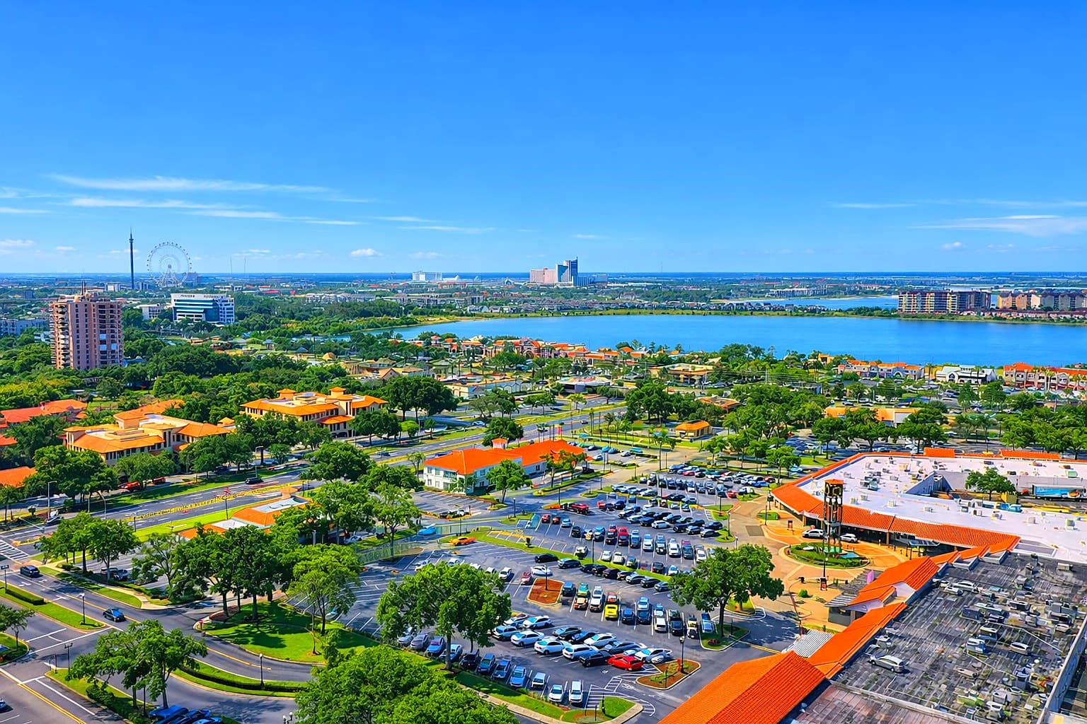 Sand Lake Road shopping and dining corridor aerial