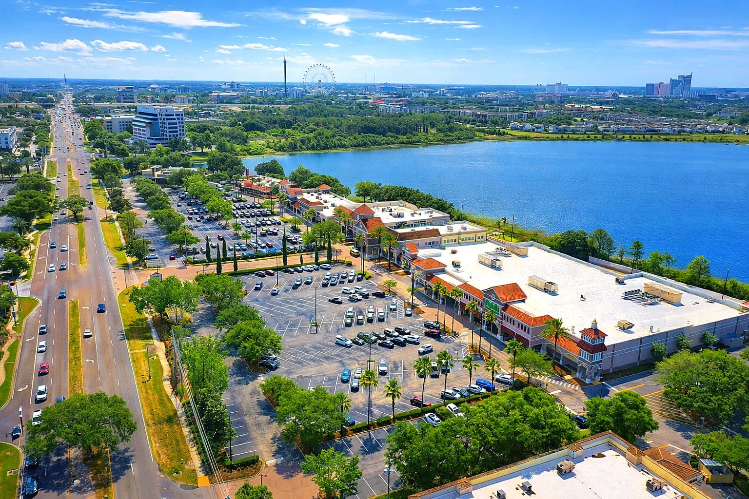 Sand Lake Road aerial overview, Dr. Phillips Orlando