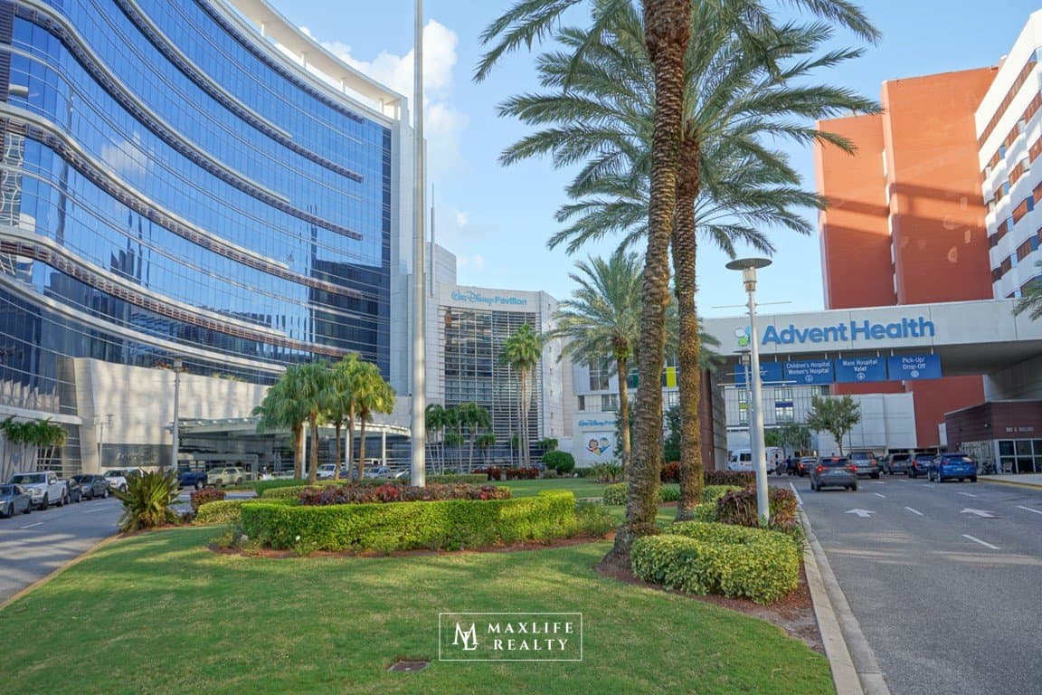AdventHealth Orlando flagship hospital campus on Princeton Street, between Winter Park and downtown