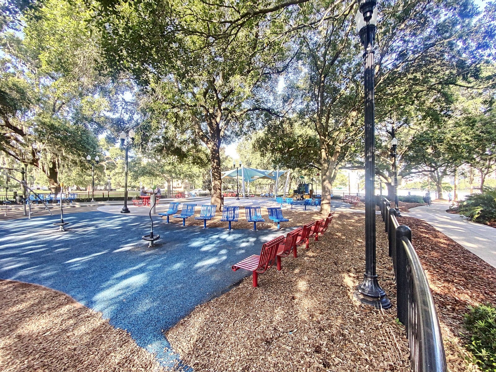 Lake Eola Park playground under the live oak canopy