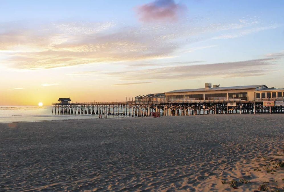 Cocoa Beach Pier from the air — 800 feet over the Atlantic