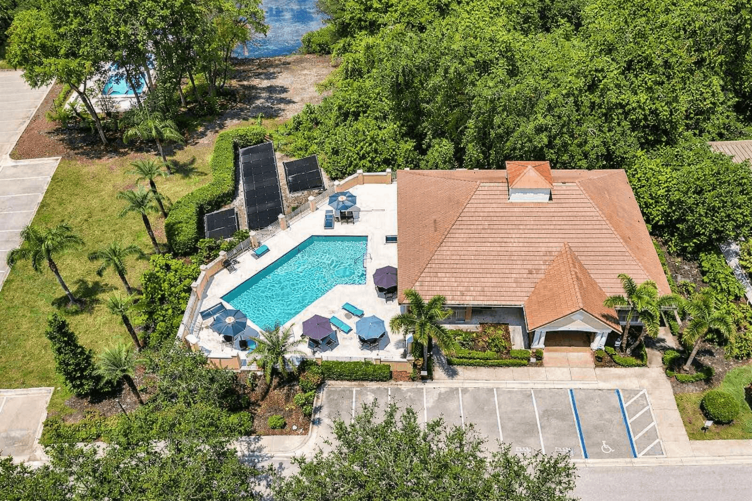 Phillips Cove community pool and clubhouse aerial, Dr. Phillips Orlando