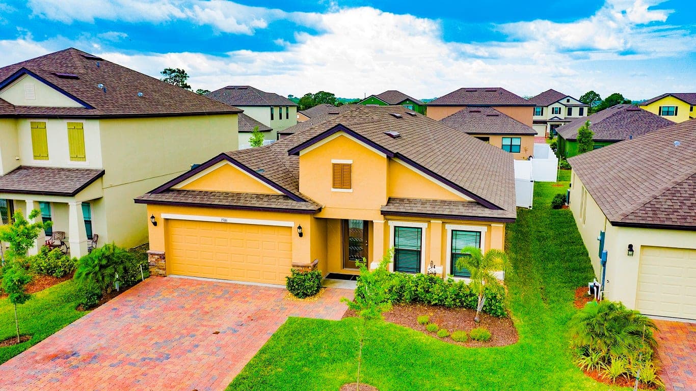 Drone view of a Melbourne residential community