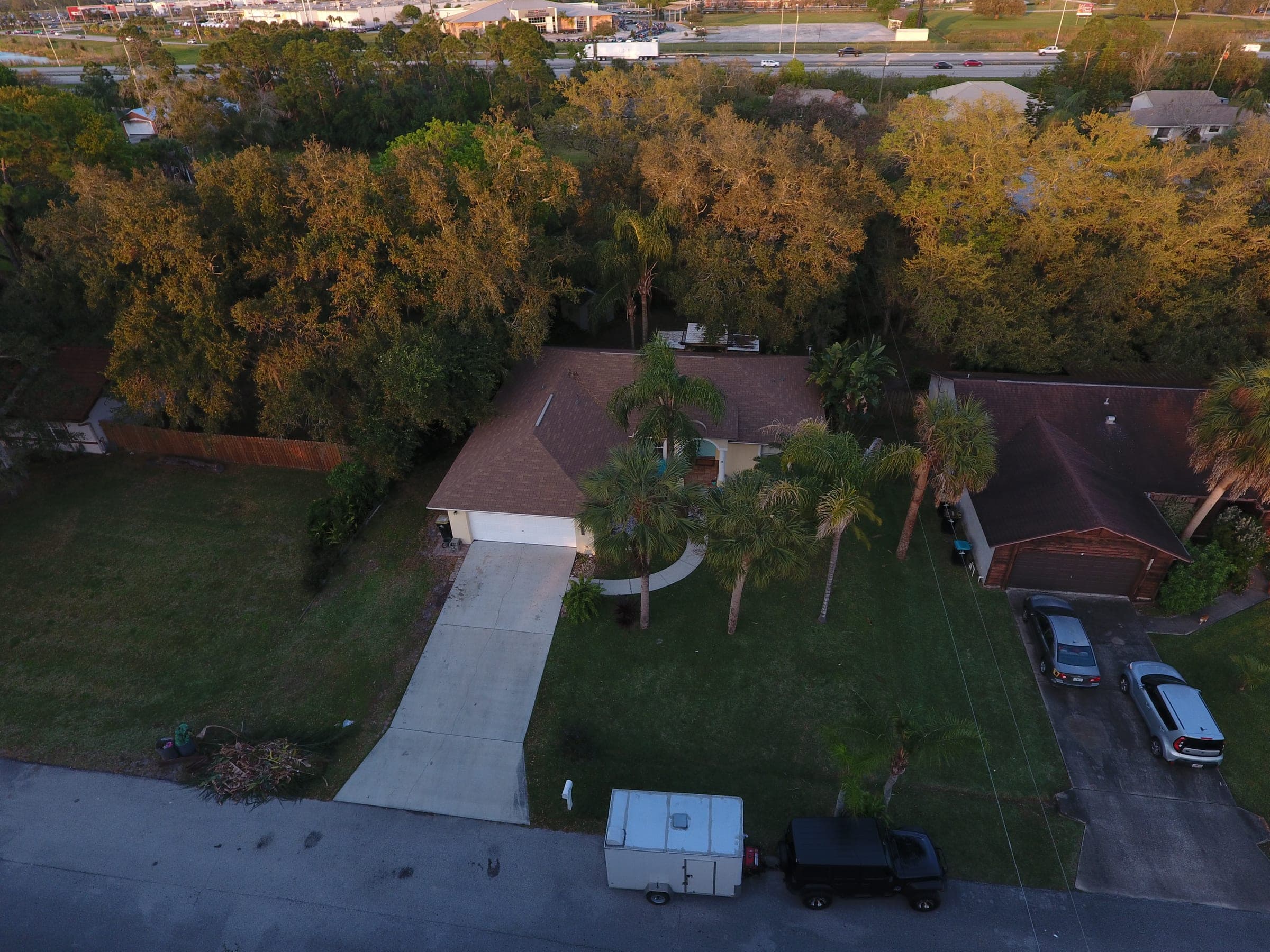 Established Palm Bay residential street from above