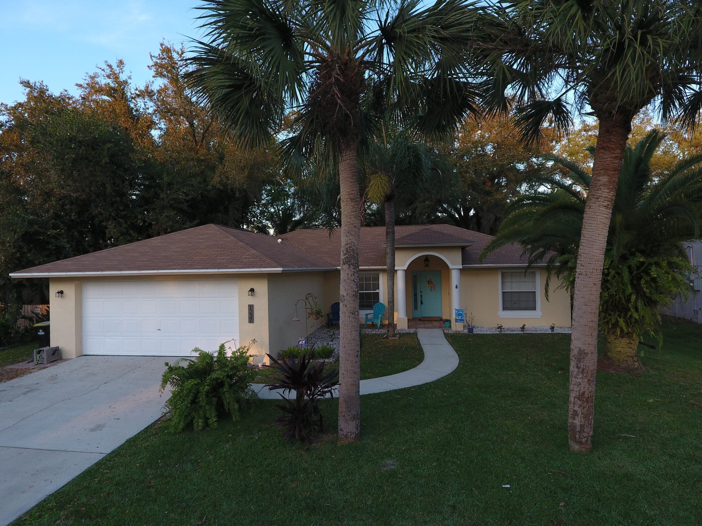 Drone view of Palm Bay single-family homes