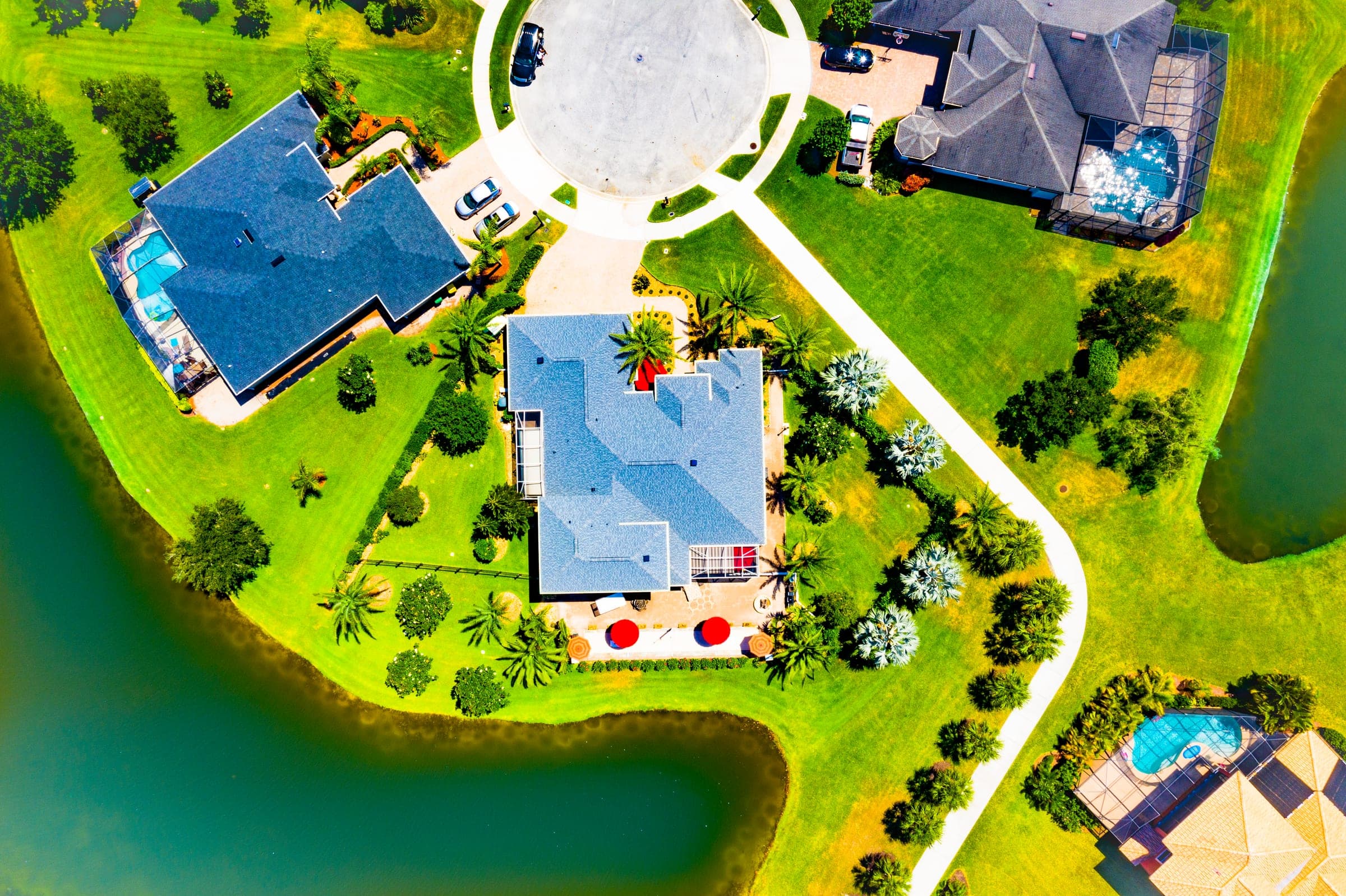 Rockledge canal-front home from above