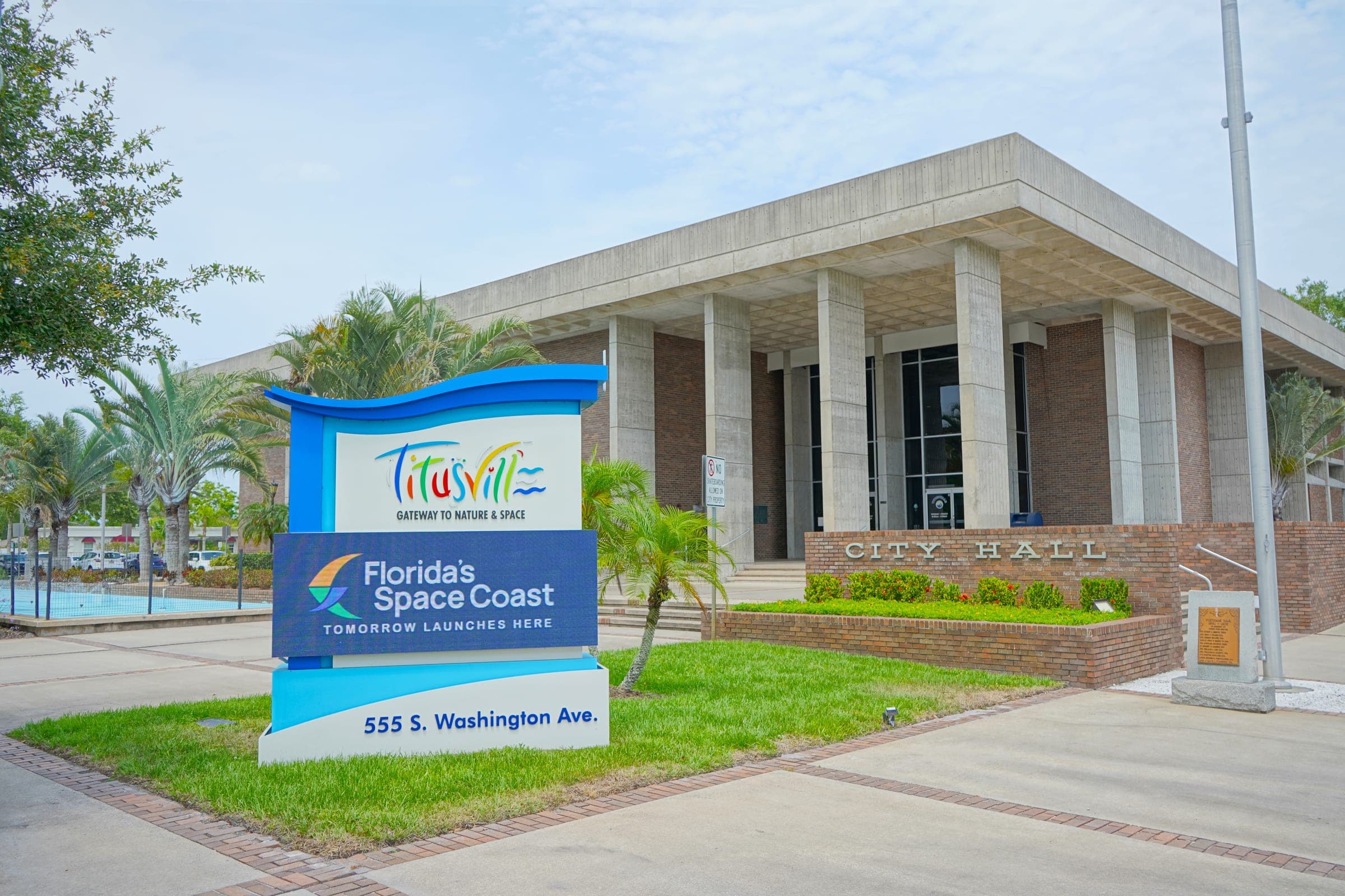 Aerial view of Titusville along the Indian River