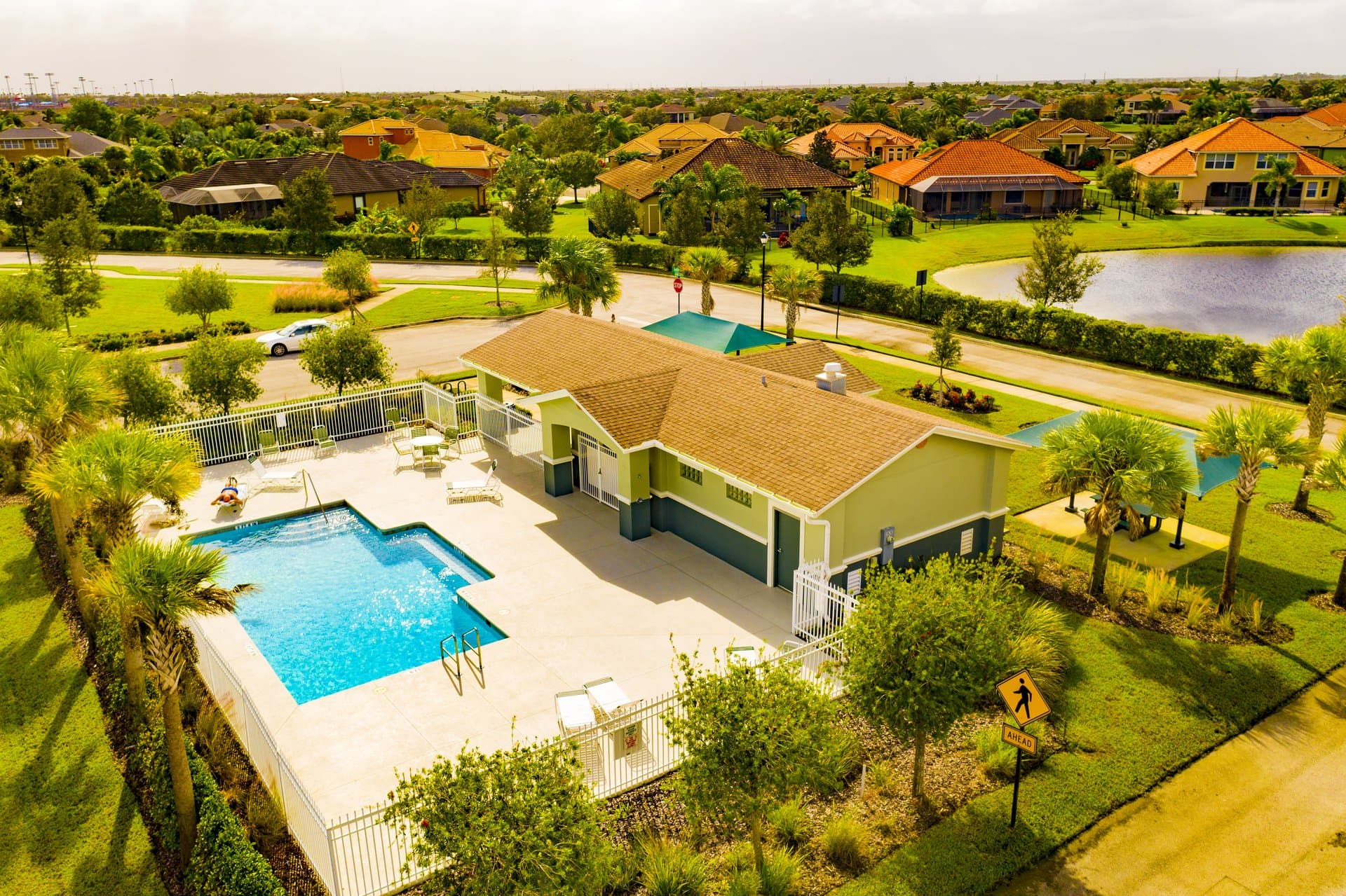 Viera community pool and recreation center aerial view
