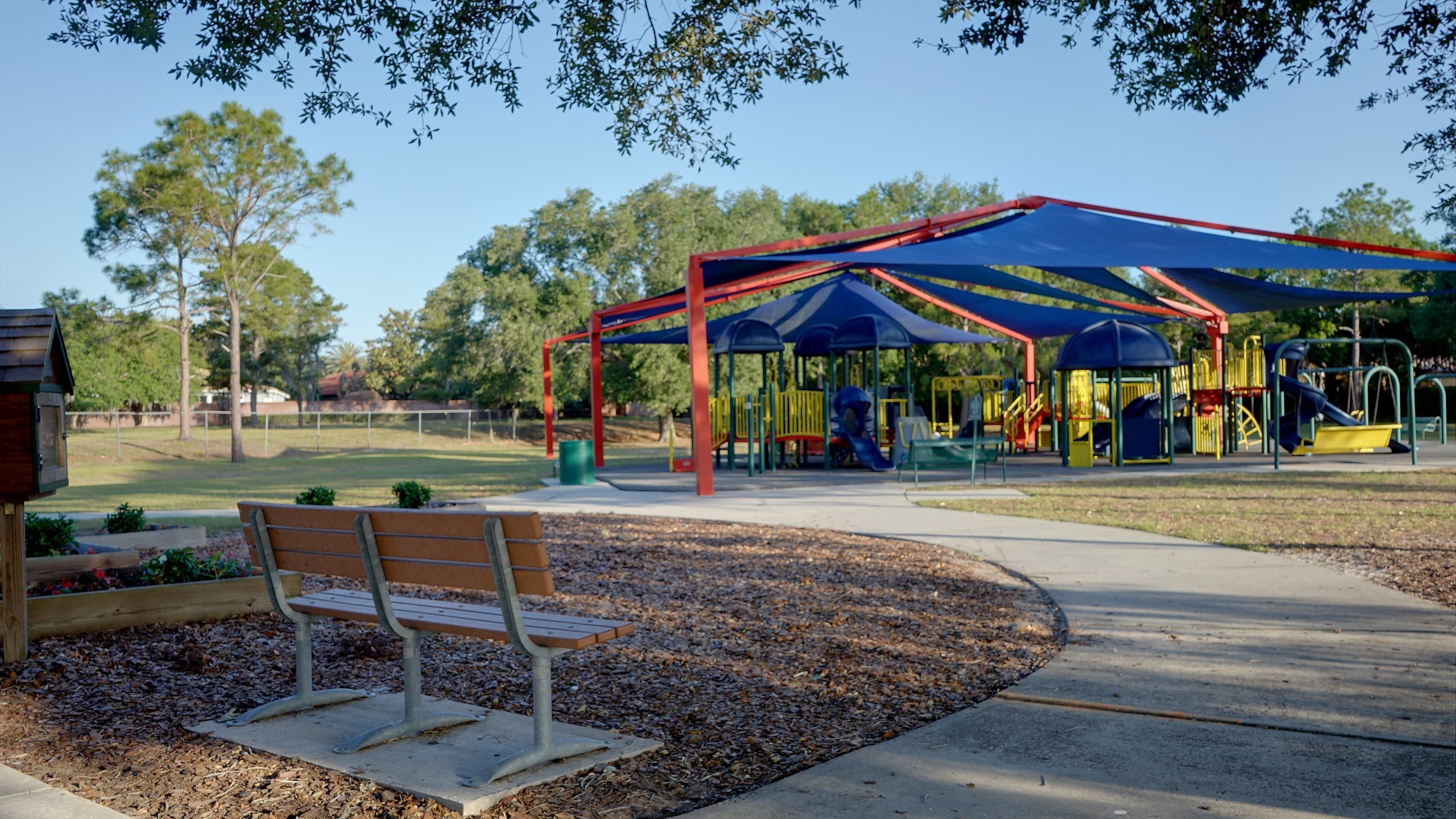 R.D. Keene Park playground with mature oak canopy