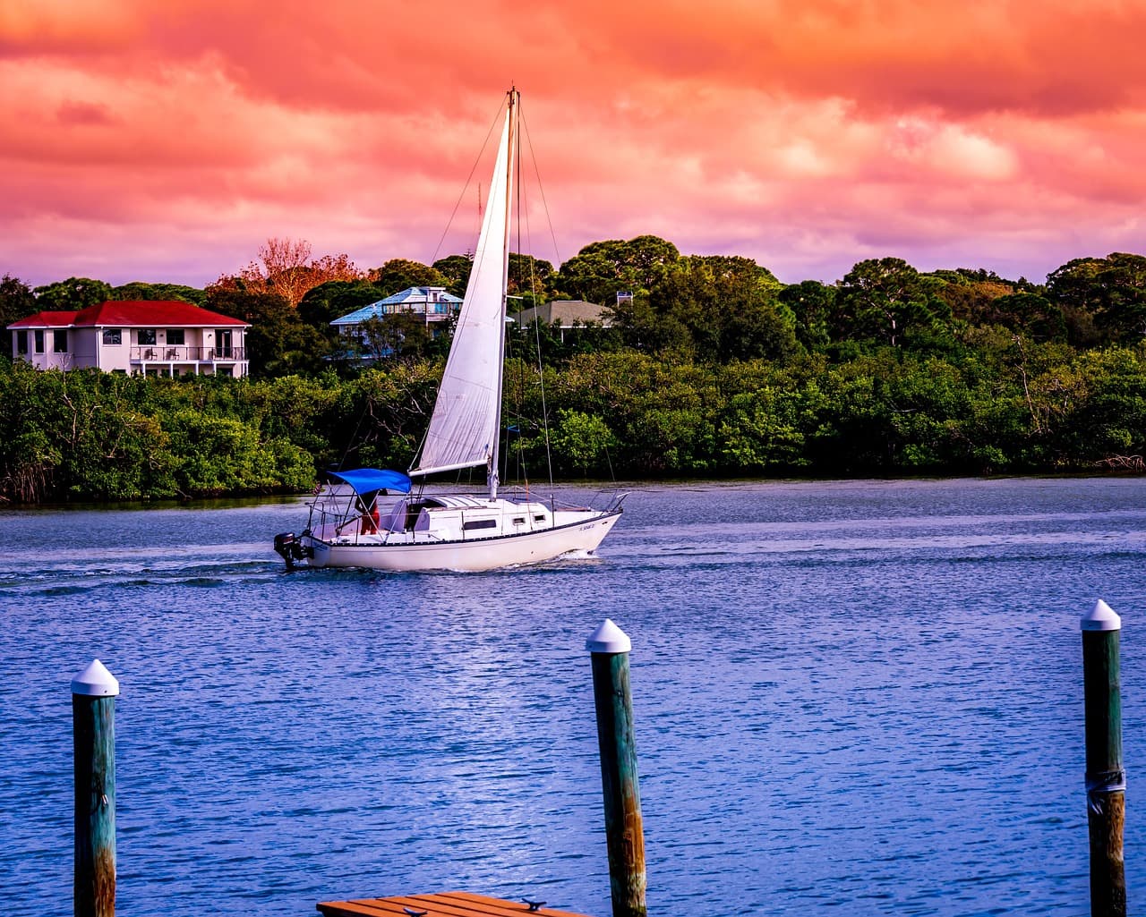 Metcalf Park Lake Butler waterfront at sunset