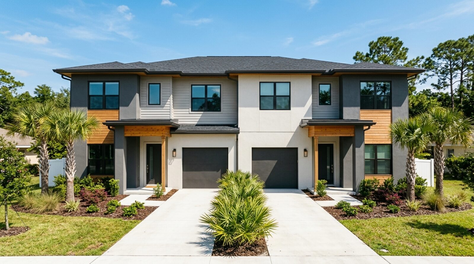 A tidy Central Florida single-family rental home with fresh landscaping and a two-car garage