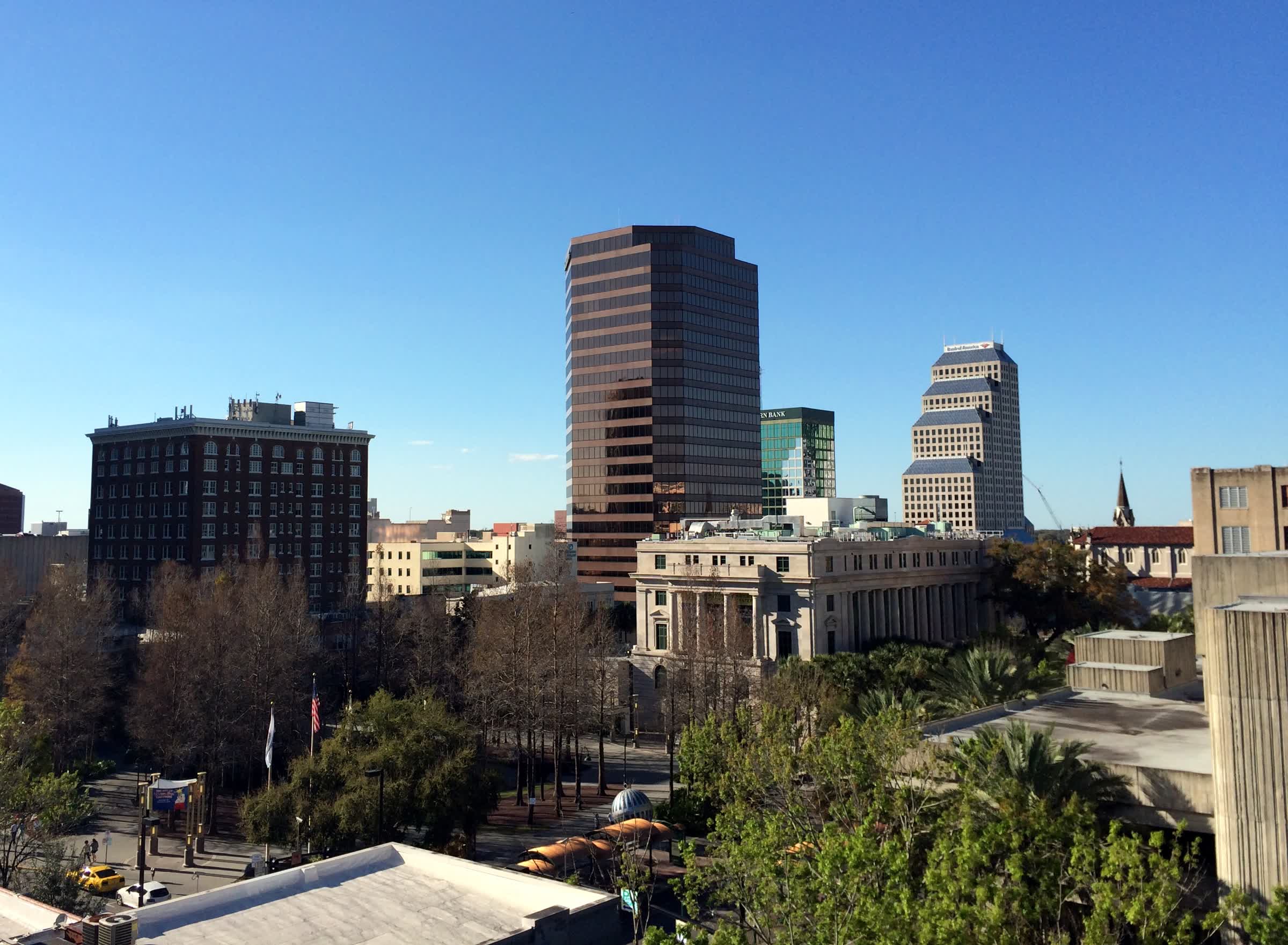 Downtown Orlando skyline viewed from the SoDo (South of Downtown) corridor